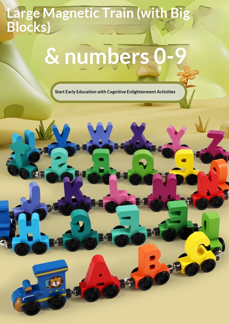 Model Kit Train - Jouets en bois magnétiques pour enfants